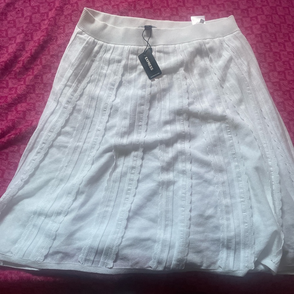 Express Pink and Red Knee-Length A-Line Skirt